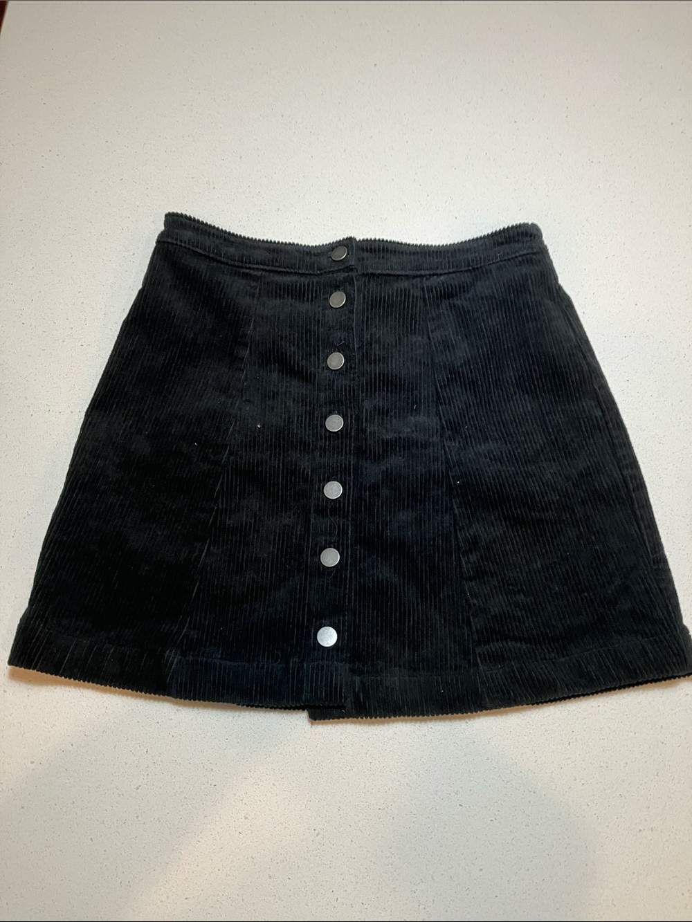 Forever 21 Black Corduroy Button-Front Mini Skirt size small